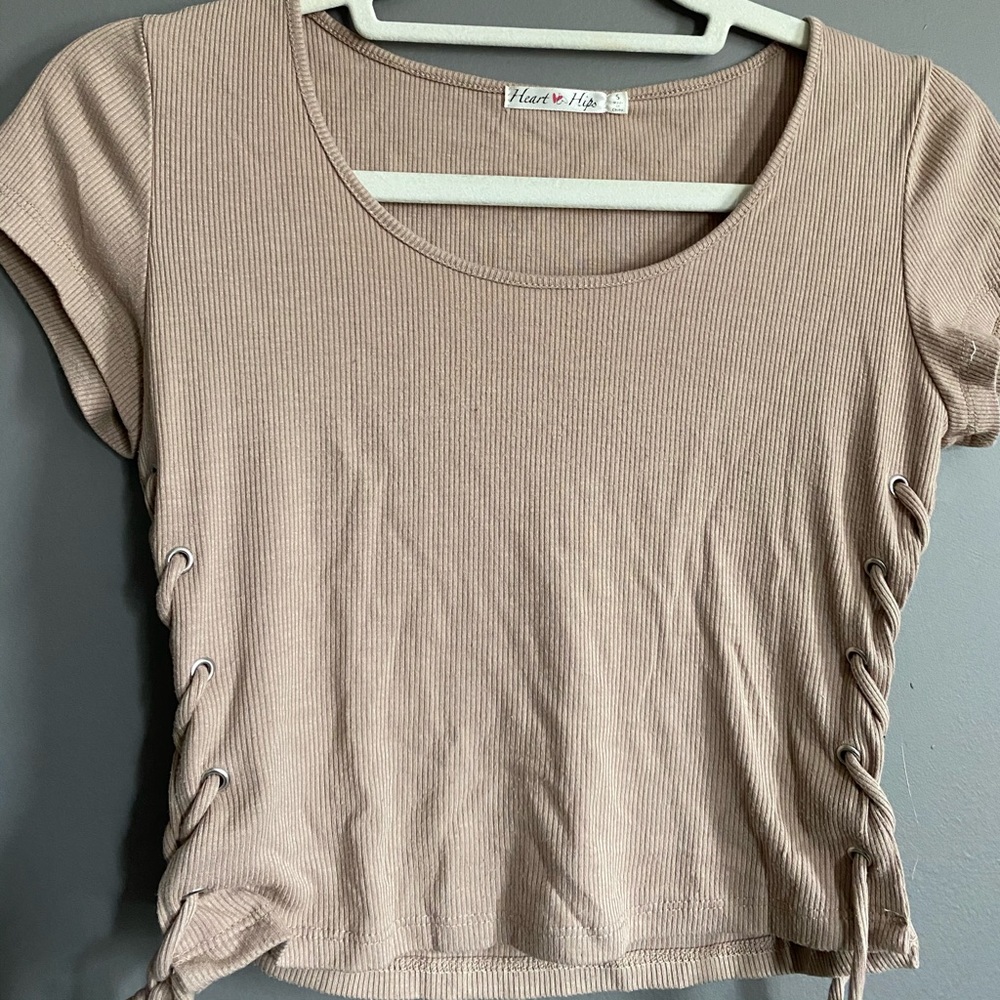 Tan tshirt lace up sides